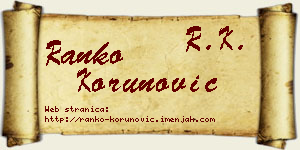 Ranko Korunović vizit kartica